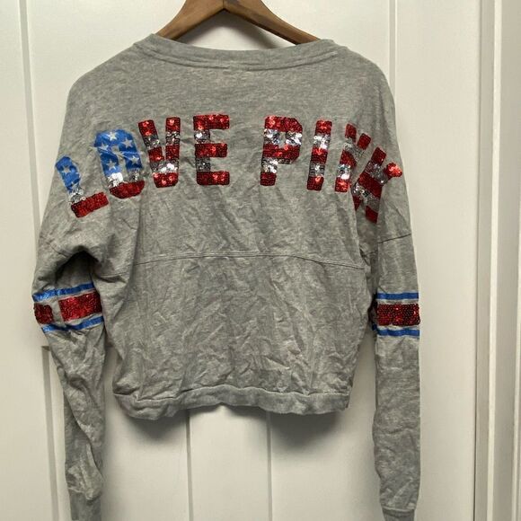 Victoria Secrets Pink Gray American Crop top - Picture 1 of 3